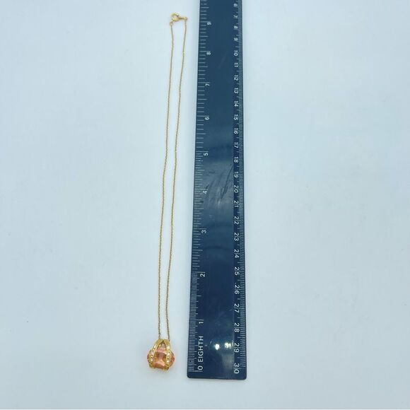 Roman Co Simulated Citrine Necklace | Crystal Stone Gold Pendant Stamped RMN - Picture 12 of 12